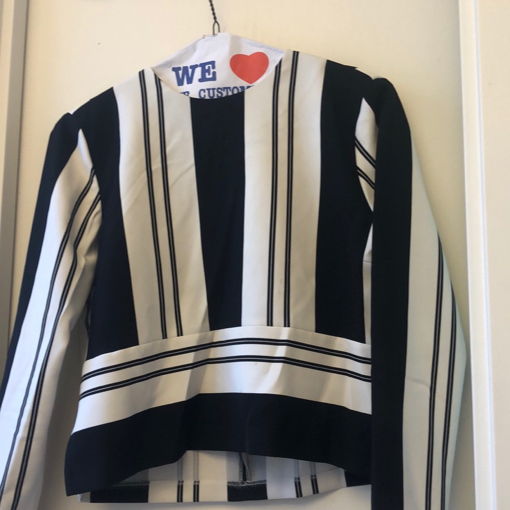Stripped black and white with zipper in the back